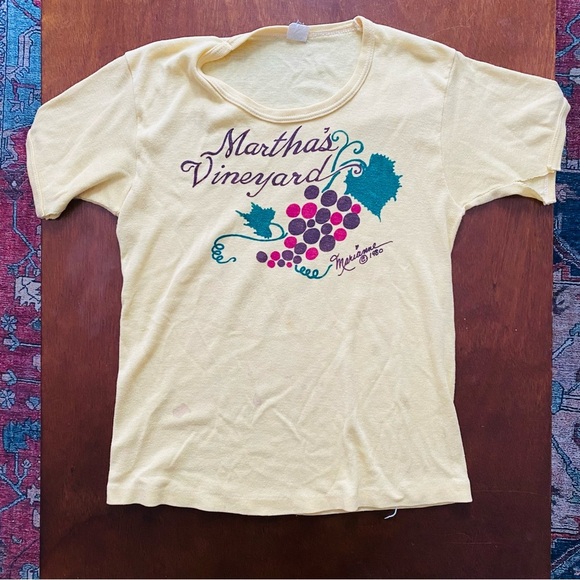 Vintage Martha’s Vineyard Babydoll Tee TShirt Distressed Y2K DIY Coquette Style - Picture 1 of 6